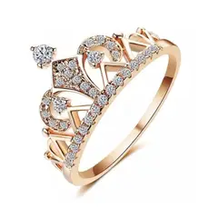 GENERICO - Anillo de Compromiso Corona Bañado en Oro 18K Regalo Navidad - Genieka