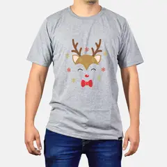 GENERICO - Polo Hombre manga corta diseño Reno Luz - Gris Melange