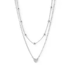 AMBAR JOYERIA - Collar Layers Corazon Satélite Plata 925