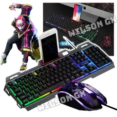 GENERICO - Kit Combo Gamer Teclado Metálico Mouse RGB con luces para PC