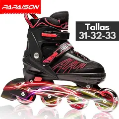 PAPAISON - Patines Lineales Ajustables Clásicos A01 RD Tallas 31-32-33