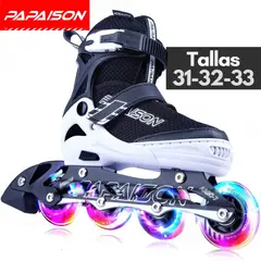 PAPAISON - Patines Lineales Ajustables Clásicos A06 BK Tallas 31-32-33