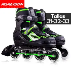 PAPAISON - Patines Lineales Ajustables Clásicos F08 GN Tallas 31-32-33