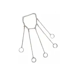 GENERICO - Pulsera con 5 anillo y cadena de acero inoxidable