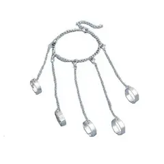 GENERICO - Pulsera con 5 anillo y cadena de acero inoxidable