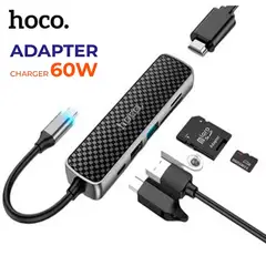 HOCO - Lector Multipuerto Adaptador Carga 60w 6 En 1 Hb24 Usb-C