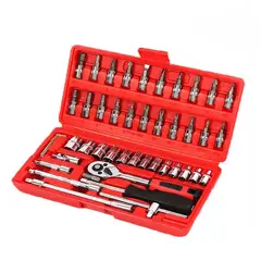 OEM - Kit Herramientas 46 Piezas Multiusos Dados Puntas Acero Carbono