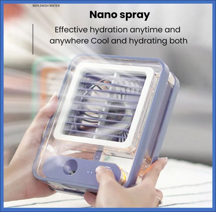 Ventilador y humidificador portatil color lila