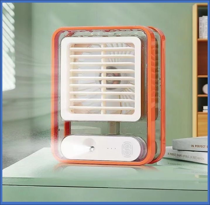 Ventilador y humidificador portatil color naranja