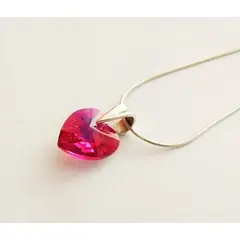 LA TIENDA 88 JOYAS Y ACCESORIOS - La Tienda 88 - Collar Mujer Plata Peruana con Cristal - Fucsia