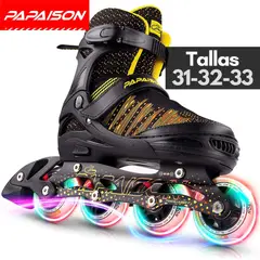 PAPAISON - Patines Lineales Ajustables Clásicos A10 BK Tallas 31-32-33