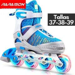PAPAISON - Patines Lineales Ajustables Clásicos A10 BL Tallas 37-38-39