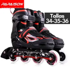 PAPAISON - Patines Lineales Ajustables Clásicos F08 RD Tallas 34-35-36