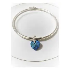 GENERICO - Pulsera Puñera Mujer de Plata 950 Corazón Cristal Azul