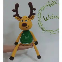 GENERICO - Reno muñeco amigurumi peluche ALGODON 41cm ideal para regalo