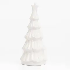 GENERICO - Adorno Navideño Pino Cerámica Blanco 19Cm