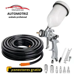 TRUPER - Kit Pistola de aire para pintar AUTOMOTRIZ, profesional, manguera 10m