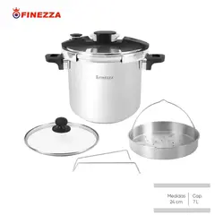 FINEZZA - Olla a Presión de 7 Litros en Acero Inoxidable
