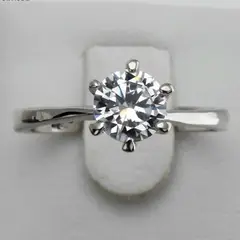 GENERICO - Aro Matrimonio Alianzas Solitario Mujer Bañado Oro Blanco Genieka