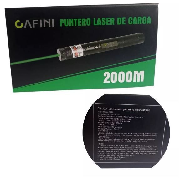 Puntero Laser Verde Recargable Cafini Gran Alcance 2000 M