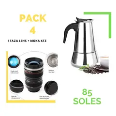 GENERICO - Pack 4 taza térmica + moka italiana 6tz