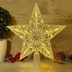 GENERICO - Estrella Árbol Navidad LED 22cm Cono Base Conexión Eléctrica