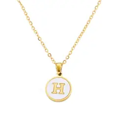 GENERICO - Collar Inicial Nácar con corazón letra H