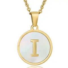 GENERICO - Collar Inicial Nácar con corazón letra i