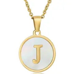 GENERICO - Collar Inicial Nácar con corazón letra J