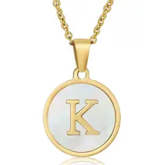 GENERICO - Collar Inicial Nácar con corazón letra K