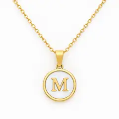 GENERICO - Collar Inicial Nácar con corazón letra M