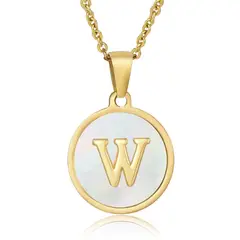 GENERICO - Collar Inicial Nácar con corazón letra W