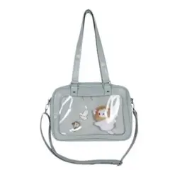 GENERICO - BOLSO PLAYERO DE CUERO PU KAWAI CELESTE