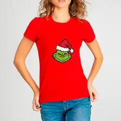 GENERICO - Polo Mujer Manga Corta Grinch - Nathalie Love It - Rojo