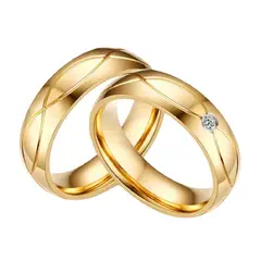 GENERICO - Anillo Matrimonio Alianzas AllLuxury Mujer Bañado Oro18K Novia Genieka