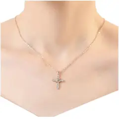 GENERICO - Collar Cruz con Cristales Regalo San Valentín Novia - Genieka