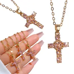 GENERICO - Collar Cruz De Circonia Cubicas Acero Inoxidable Regalo