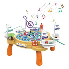 GENERICO - JUEGO MESA DE PESCA GIRATORIO MUSICAL CON LUZ 45 PECES