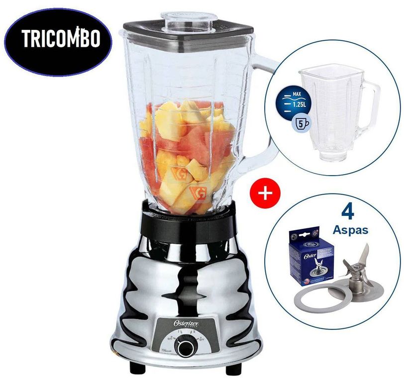 Tricombo Licuadora 250 22 más Vaso de Vidrio y Cuchilla