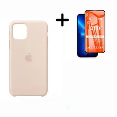 APPLE - Case Silicona Para Iphone 11 PALO ROSA + Mica de Vidrio