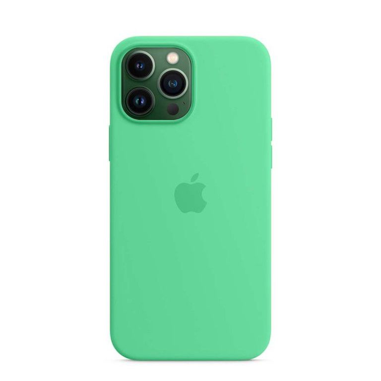 Case Silicona Para Iphone 13 Pro Max VERDE MENTA + Mica de Vidrio