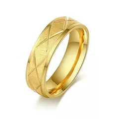 GENERICO - Anillo Matrimonio Líneas Cruzadas Hombre Bañado Oro Novio Genieka