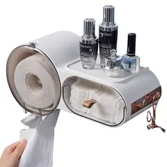 ELMEJORPRECIO - Dispensador De Papel Higiénico Con Cajón Y Tapa Magnética Blanco