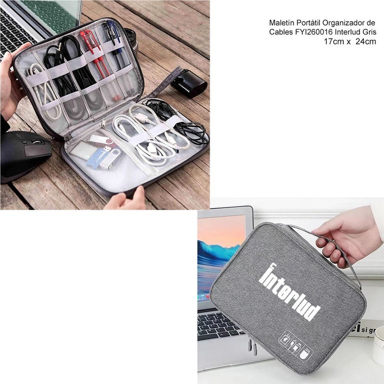 Maletín Portátil Organizador de Cables Gris FYI260016