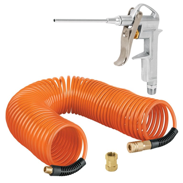 Kit Pistola para sopletear manguera de aire tipo resorte 15m