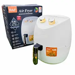 GENERICO - Freidora de aire Manual RAF con capacidad de 5.8 L -1500W Blanca