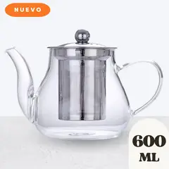 GENERICO - Tetera Transparente con Infusor Extraíble Tapa de aluminio 600 ML