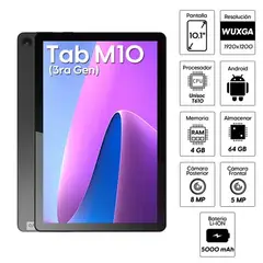 LENOVO - TABLET CHIP 4G LTE M10 3RA GEN 64GB ROM 4GB RAM FOLIO CASE