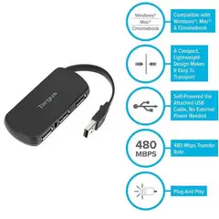 TARGUS - Hub USB 4 Port 2.0-ACH114US Negro