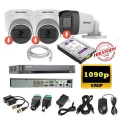 HIKVISION - Kit 3 Cámaras Seguridad 5mpx DVR HUHI + 1TB + AUDIO
